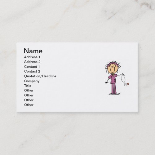 White Female Stick Figure Nurse T-shirts and Gifts Business Card Templates