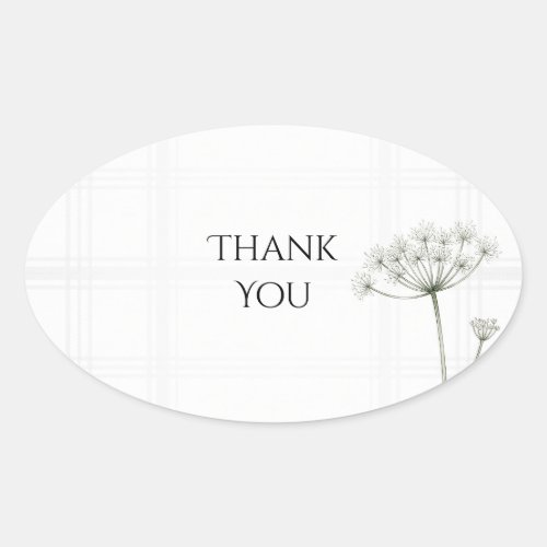 White Fennel Tartan Wedding Thank You Sticker