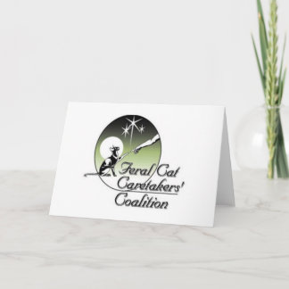 White Feral Cat Logo Greeting Cards