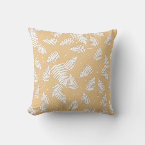 White Fern Plant Leaf Pattern Cushion Throw Pillow