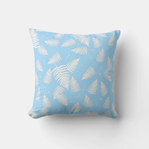 White Fern Plant Leaf Pattern Cushion Throw Pillow