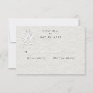 White Fern Wedding No Meal Choice RSVP Card