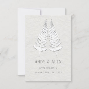 White Fern Wedding Save The Date Card