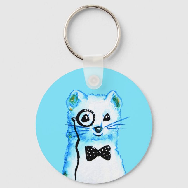 White Ferret QR Code Music Lover  Keychain (Front)