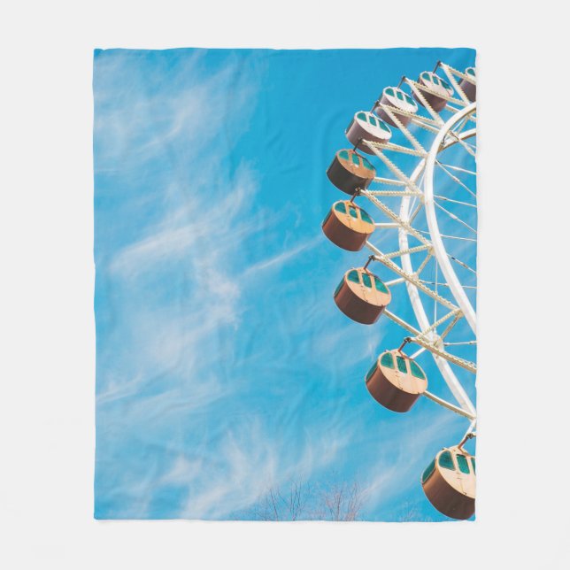 White Ferris wheel under clear sky in the morning Fleece Blanket (Front)
