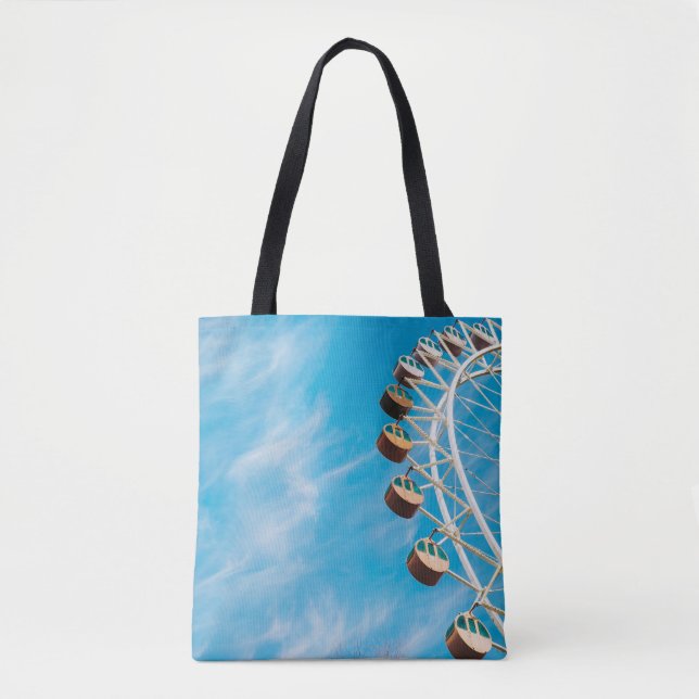 White Ferris wheel under clear sky in the morning Tote Bag (Front)