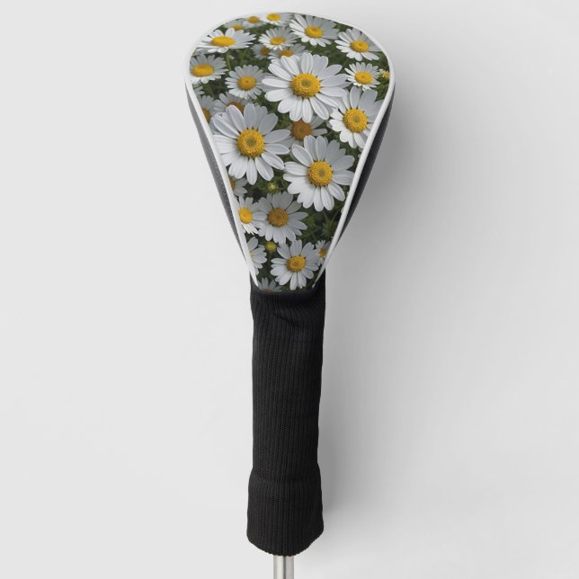 White Feverfew Flowers Golf Head Cover (Front)