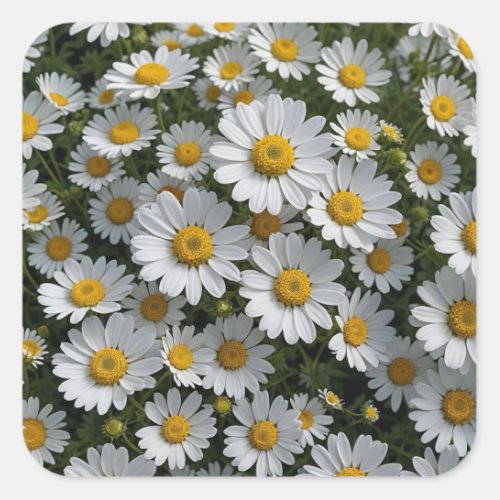 White Feverfew Flowers Square Sticker