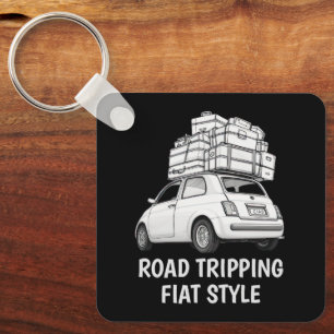 White Fiat Car Keychain