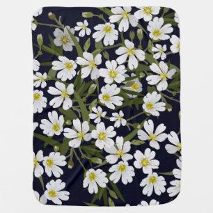 White field flowers: vintage pattern. baby blanket