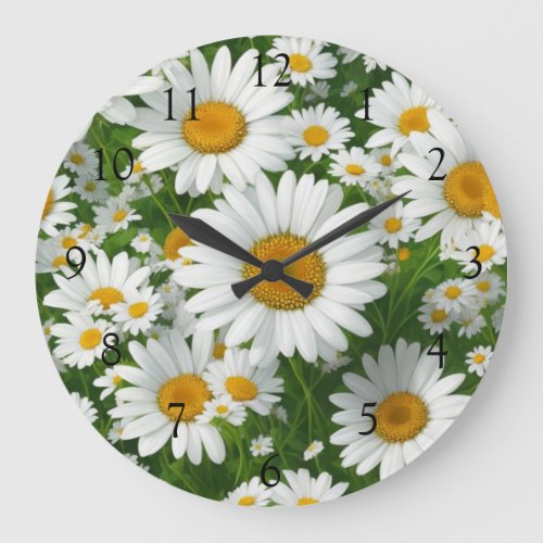 White fields of daisies  large clock