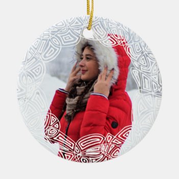 White Filigree - Two Sided Ceramic Ornament by scribbleprints at Zazzle