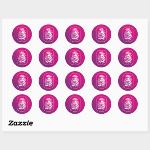 White Fingerprint on Pink Classic Round Sticker