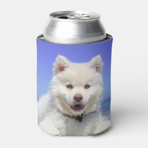 White Finnish Lapphund Puppy Cute Can Cooler