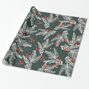 White Fir Branches- Christmas Decoration Wrapping Paper