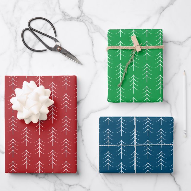 White Fir Tree Pattern Wrapping Paper Flat Sheets (Front)