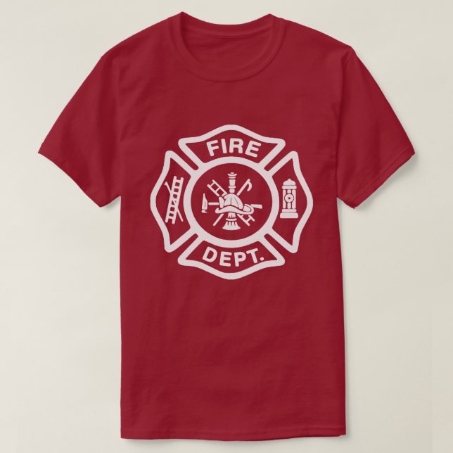 White Fire Department Badge T-Shirt (Design Front)