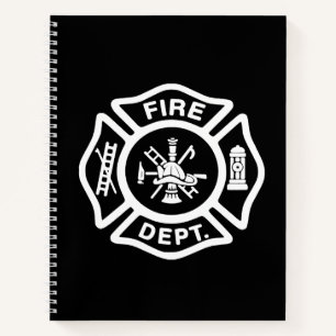 White Firefighter Badge Notebook