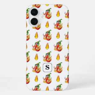 White Firefighter Fun Red & Yellow Flame Design iPhone 16 Plus Case