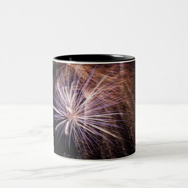 White Fireworks Two-Tone Coffee Mug (Center)