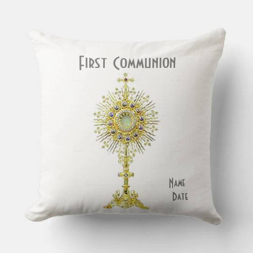 White First Communion Throw Pillow 20  20