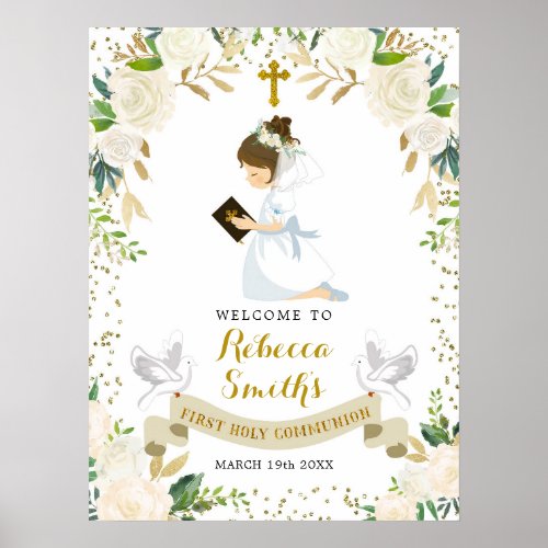 White First Communion Welcome Sign