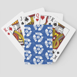 White Fish Bones & Sand Dollars Blue Poker Cards