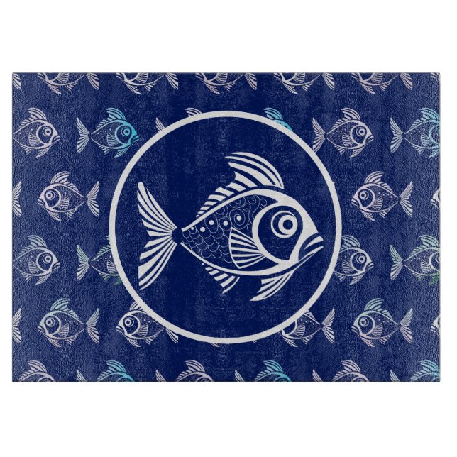 White Fish In The Deep Blue Sea Cutting Board (Front)