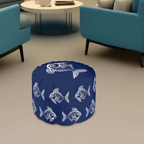 White Fish In The Deep Blue Sea Pouf