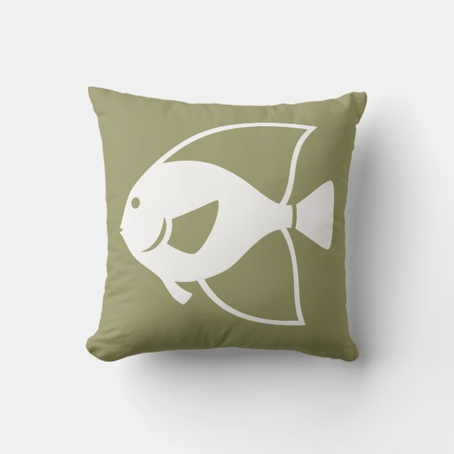 white fish  on DRK khaki colored pillow (Front)