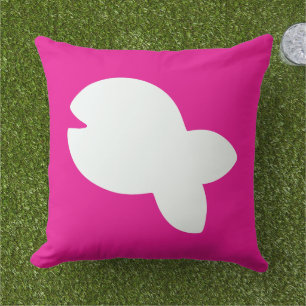 White Fishy Fishy On Magenta Decor Outdoor Patio Pillow