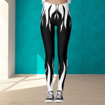 White Flame Black leggings for sports & gym
