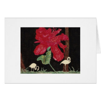 white flamingo and hibiscus cards