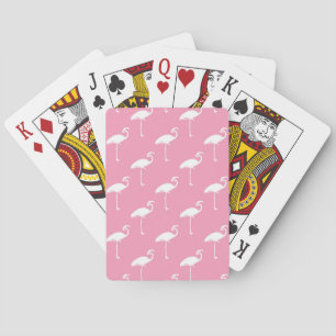 White Flamingo Tropical Flamingos Pink Background Poker Cards