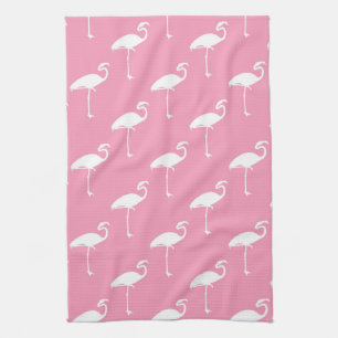 White Flamingo Tropical Flamingos Pink Background Towel