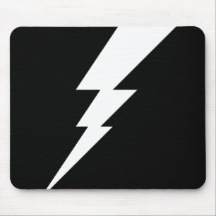 White Flash Lightning Bolt Mouse Pad