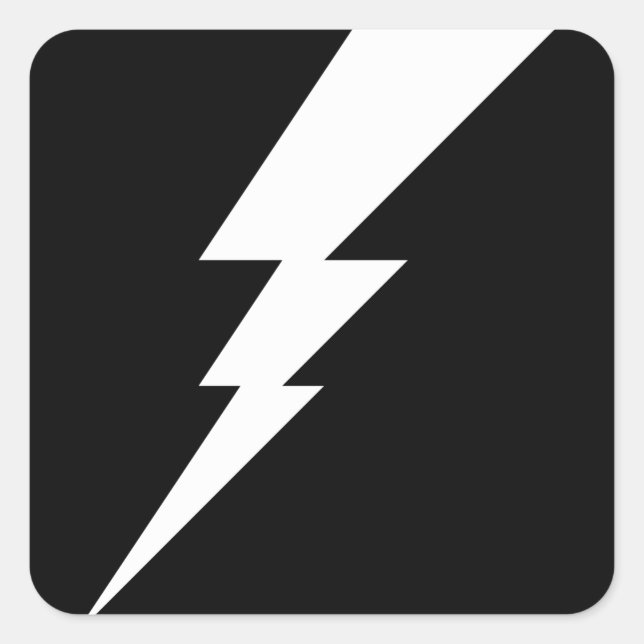 White Flash Lightning Bolt Square Sticker (Front)