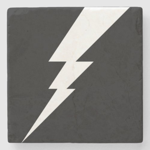 White Flash Lightning Bolt Stone Coaster