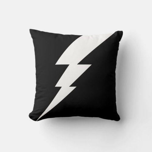 White Flash Lightning Bolt Throw Pillow