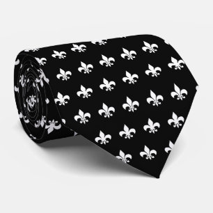 White Fleur De Lis - customize background colour Neck Tie