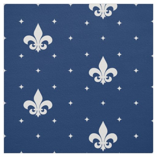 White Fleur-de-lis Fabric