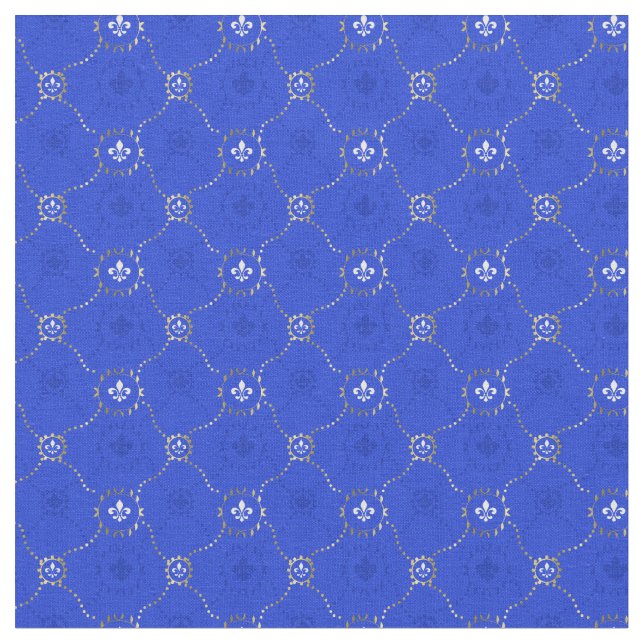 White  Fleur de Lis, French Lili pattern Fabric (Close Up)