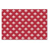 White Fleur-de-lis on Dark Red Tissue Paper