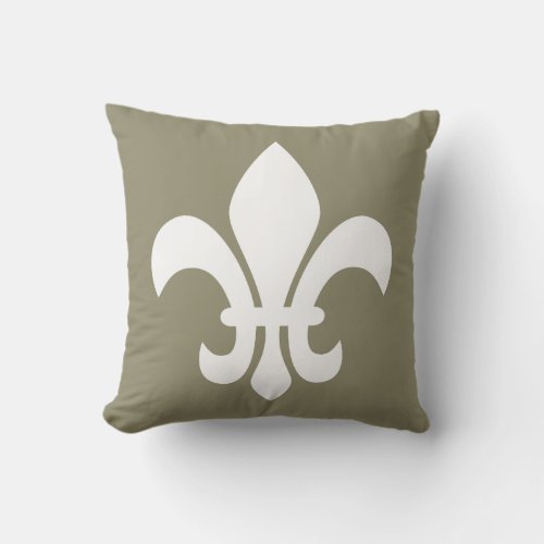 White Fleur de Lys Your Choice Background Color Outdoor Pillow