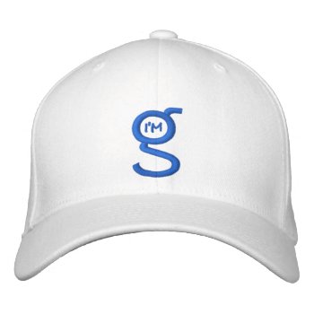 White Flexfit Cap W Blue I'm G Logo by ImGEEE at Zazzle