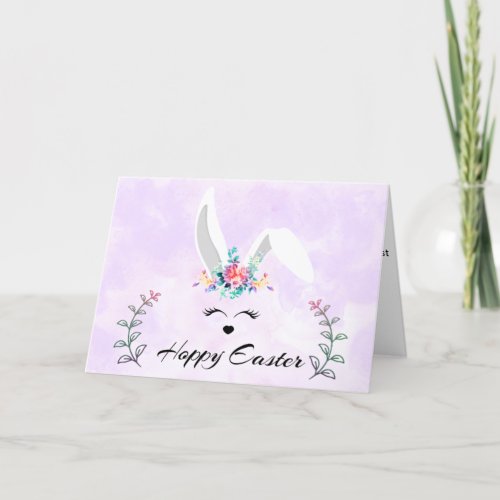 White Floppy_Eared Bunny Hoppy Easter Folded Card