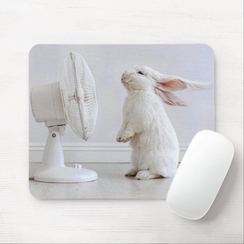 White Floppy-eared Rabbit Cooling Off Mouse Pad
