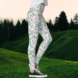 White Flora Bunch Aqua Teal Brown Leggings<br><div class="desc">Aqua or light teal background with dainty,  white flower bunches and dark brown lines in a seamless pattern.</div>