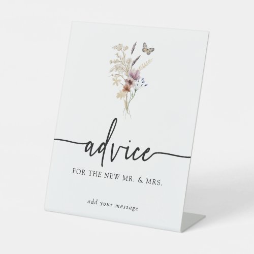 White Floral Advice Wedding Sign