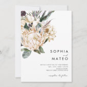 White Floral  All In One Wedding Invitation (Front)
